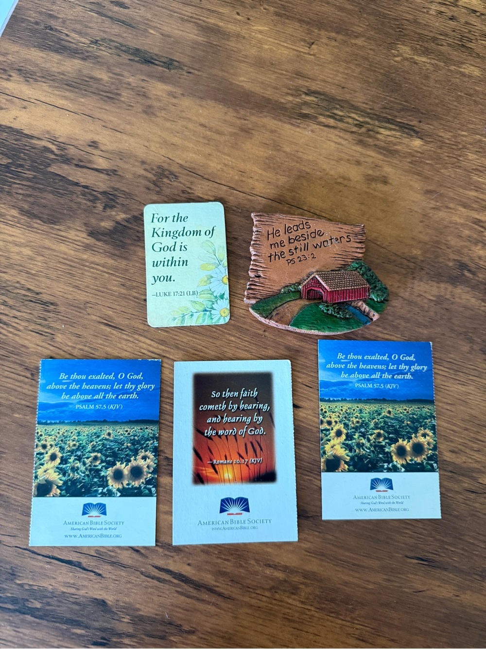 Religious Scripture Cards & Barn Magnet Set - Blue, Green, Tan, Brown